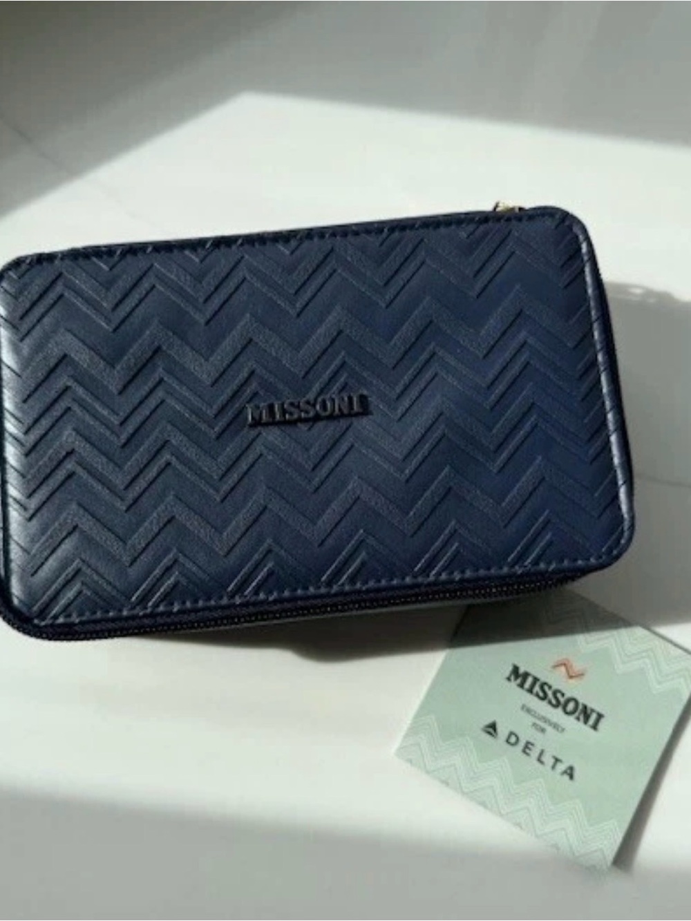 Missoni Navy Blue Travel Wash/Amenity Bag empty